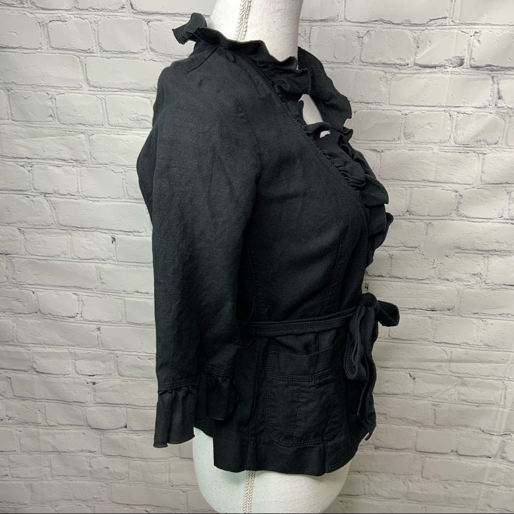 Black Ruffled Women's Jacket - Picture 2 of 7
